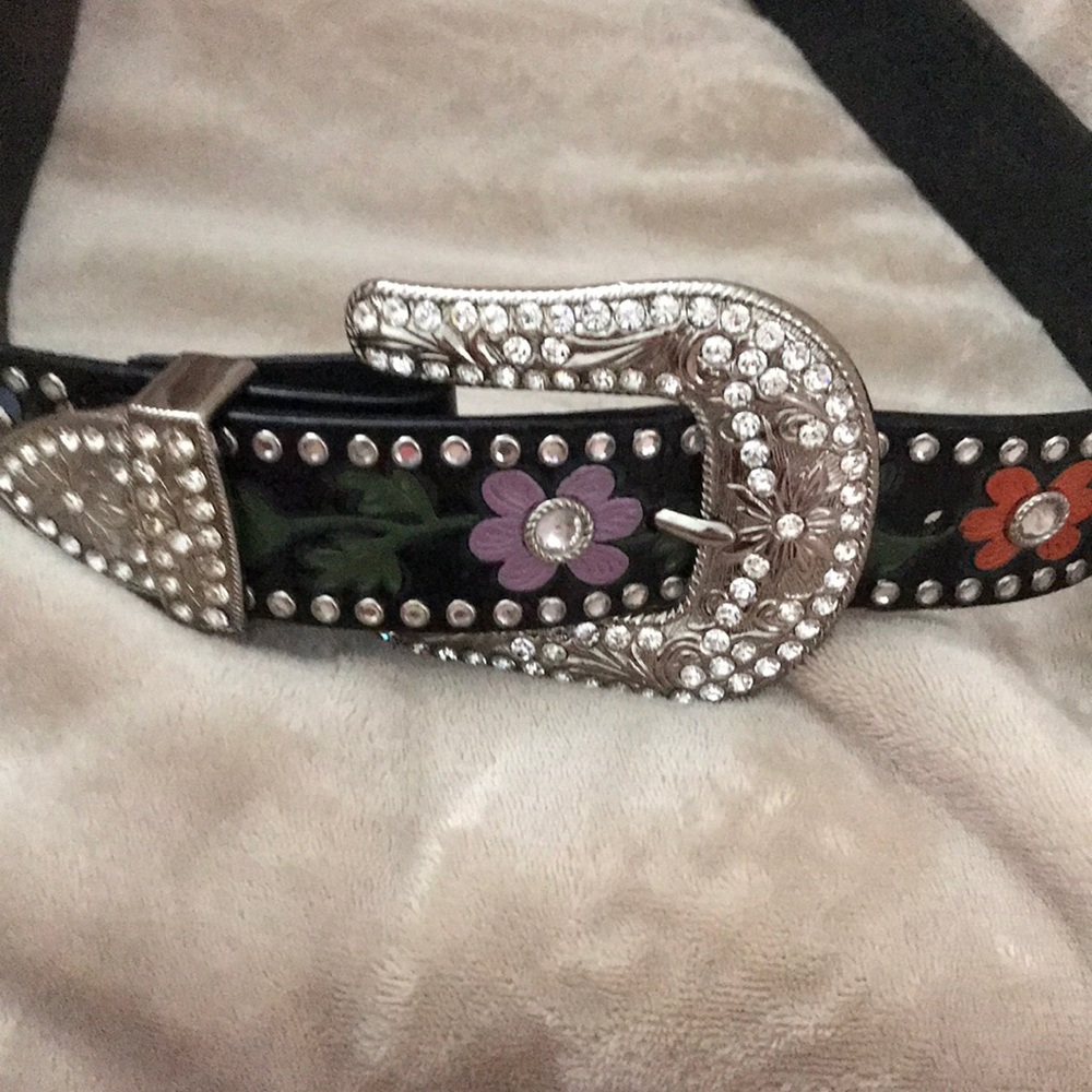 Hand tooled & hand painted leather belt